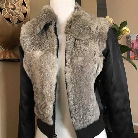 bebe Jackets & Blazers - BEBE Real Rabbit Fur SIZE XS
